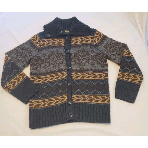 Vtg Eddie Bauer Collectibles Womens Sz M Fair Isle Nordic Button Front Sweater - Picture 1 of 7